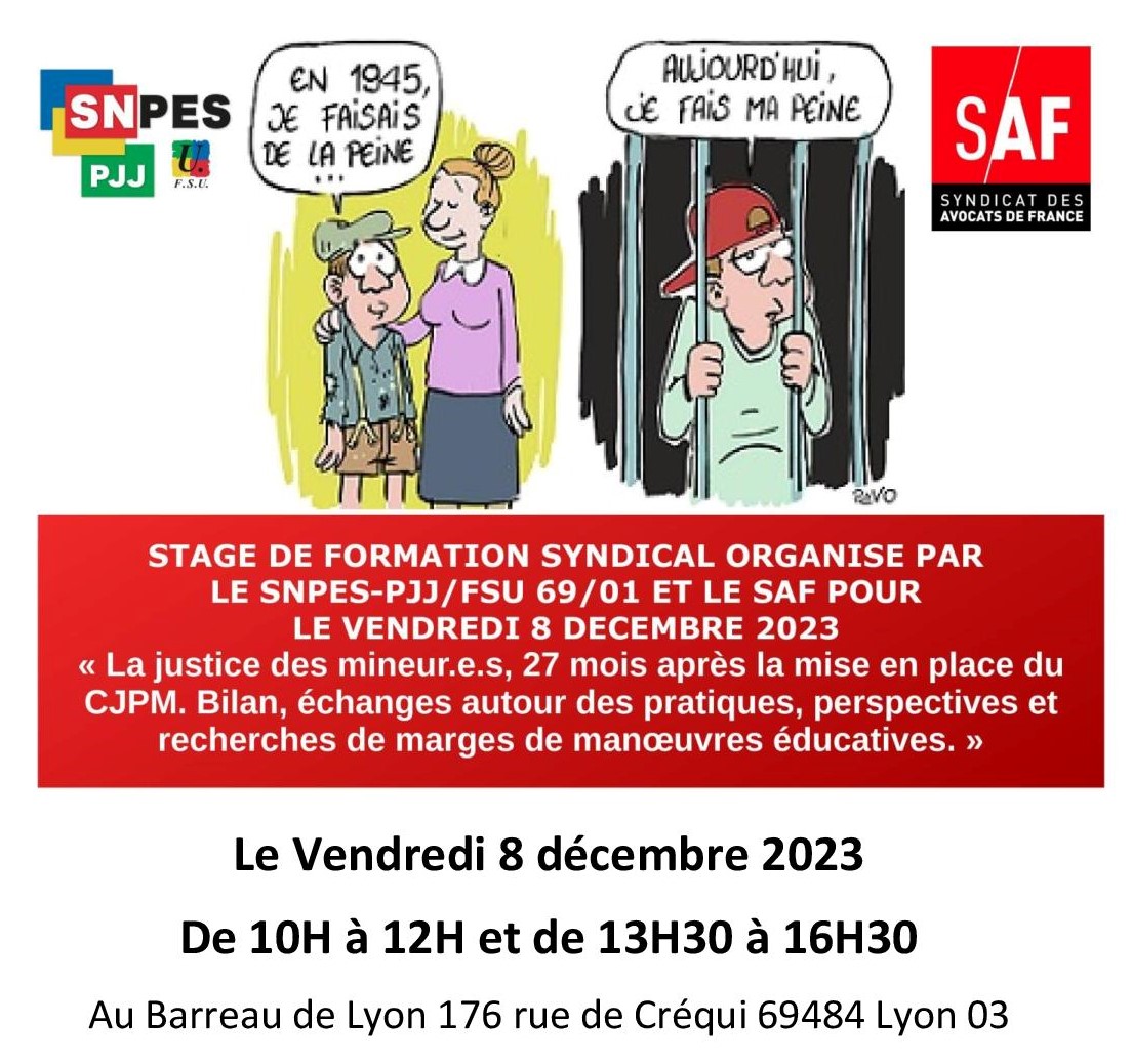 Stage De Formation Syndical Organise Par Le Snpes Pjj Fsu Et Le